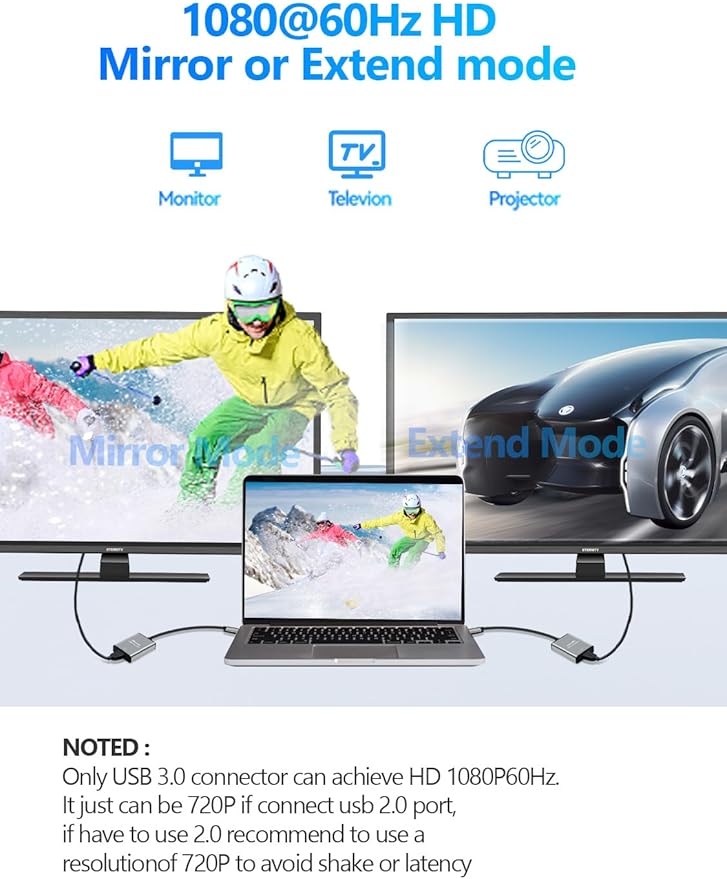 USB to HDMI Adapter,Hdmi to USBA for Monitor,USB A to HDMI for MacBook HD MI Adapter,Compatible with Windows 10/11 and Mac os,3.0 for 1080@60Hz