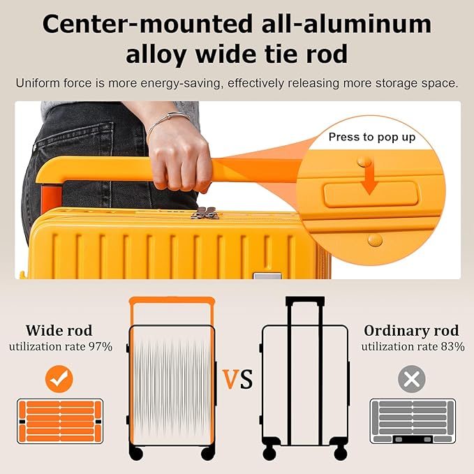 Joyway Hardshell Carry on Luggage with Front Pocket, Lightweight Hardside 20 Inch Suitcase with Spinner Wheels and TSA Lock (Orange, Carry on Luggage-20 Inch)