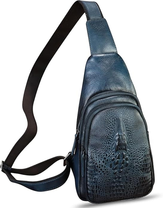 Genuine Leather Silng Bag for Women and Men Real Leather Sling Backpack Chest Purse Shoulder Crossbody Bag