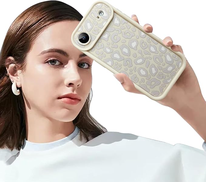 KANGHAR Case Compatible with iPhone Air Leopard Printed Pattern Cute Cheetah Phone Case Soft TPU Shockproof Protective Cover Designed for iPhone Air 6.5 Inch Beige with Gray Prints