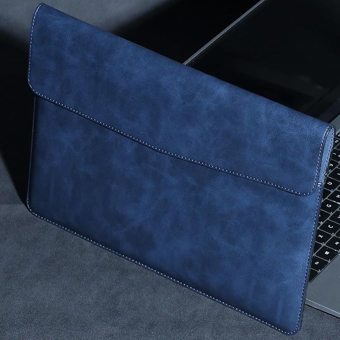 Leather Laptop Sleeve Compatible with MacBook Pro 14 Inch M4 M3 M2 M1 Pro/Max Case,Slim and Durable Waterproof Protective Cover for 13-14 Inch Notebook Computer Cover,Blue