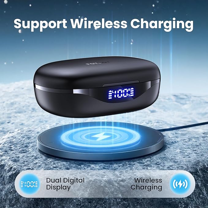 Wireless Earbuds Bluetooth Headphones 90Hrs Playtime Ear Buds IPX7 Waterproof Sports Earphones Wireless Charging Case Over-Ear Earhooks Headest