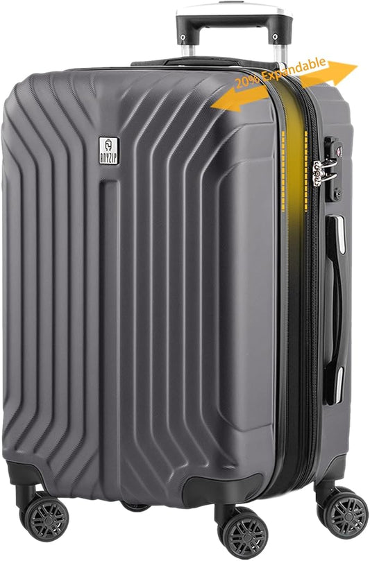 AnyZip Expandable Luggage, 28 Inch Large Hard Shell Checked Suitcase, Rolling Lightweight Travel Suitcases with Wheels TSA Lock (Grey)