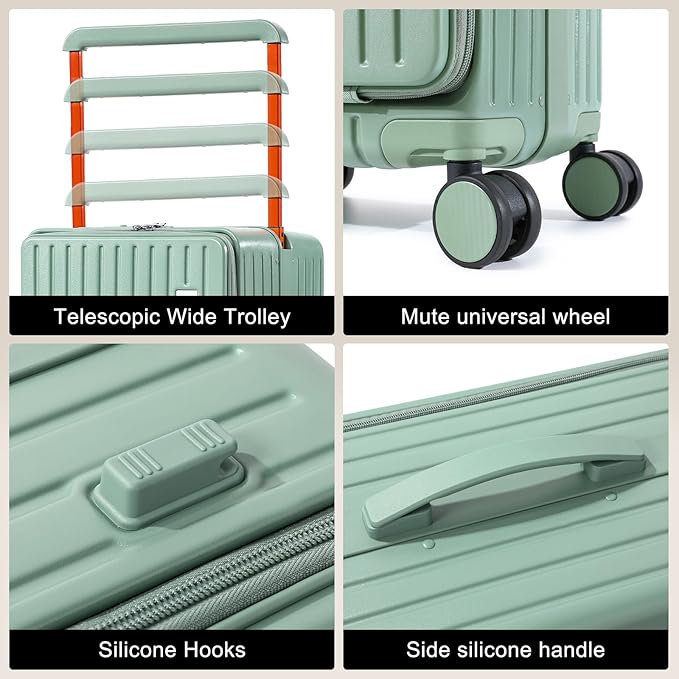 Joyway Hardshell 24 inch luggage with spinner wheels, Lightweight Hardside large checked withTSA Lock (Green, Checked Luggage-24 Inch)