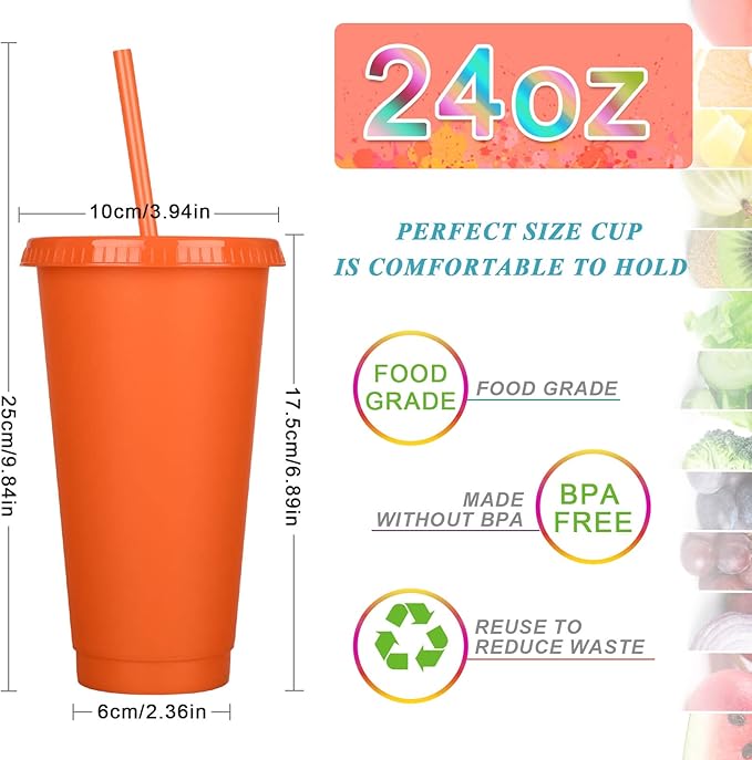 Honeydak 60 Pack Tumbler with Straw and Lid Bulk Glitter Plastic Cups Water Bottle Iced Coffee Travel Mug Reusable Party Favor Cups for Birthdays travel 24-27 oz (Shiny Color)