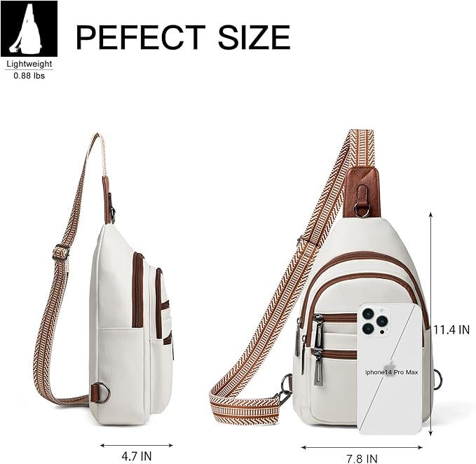Sling Bag for Women Crossbody Bags Fanny Pack Sling Purse Backpack Vegan Leather Shoulder Bag Travel Anti Theft Beige