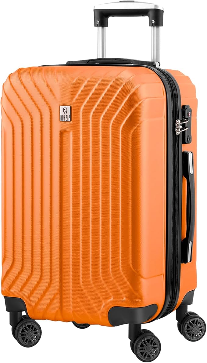 AnyZip Expandable Carry On Luggage, 20 Inch Hard Shell Travel Suitcase,Rolling Lightweight Suitcases with Wheels TSA Lock (Orange)