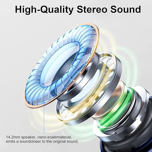 Wireless Earbuds, 2025 Bluetooth 5.4 Headphone 3D Stereo Bass Ear Bud, 4 ENC Noise Cancelling Mic, 40+Hrs USB-C in-Ear Earphone, IP-X7 Waterproof Headset Sport Workout Gym for Laptop Pad Android iOS