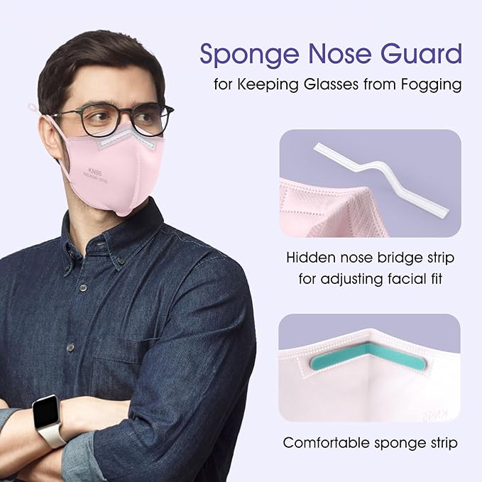 KN95 Adjustable Masks 40 Pack, Individually Wrapped Disposable Respirator Masks with Adjustable Ear Loops, Multicolored