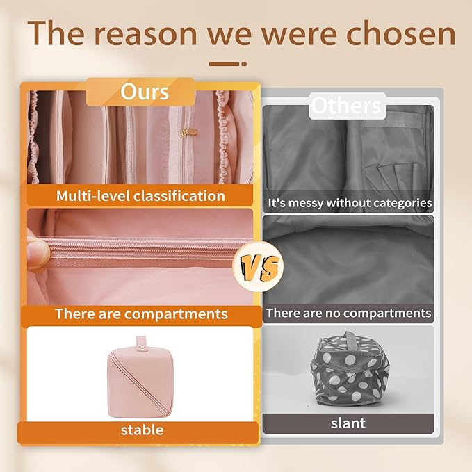 3 Pcs Travel Makeup Bag Portable Large Capacity Cosmetic Bags for Women Open Flat Makeup Case Organizer Bag Set of 3 Waterproof PU Leather Toiletry Bags with Divider and Handle (Pink, Medium)