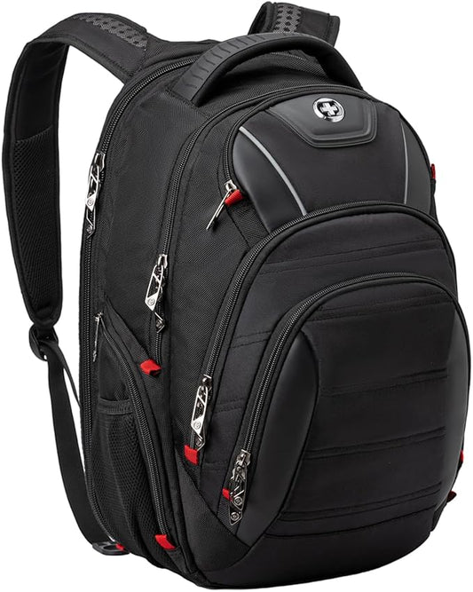 Travel Backpack For Men, Business Laptop Backpack With USB Charging Port, Fits 15.6" Computer, Black