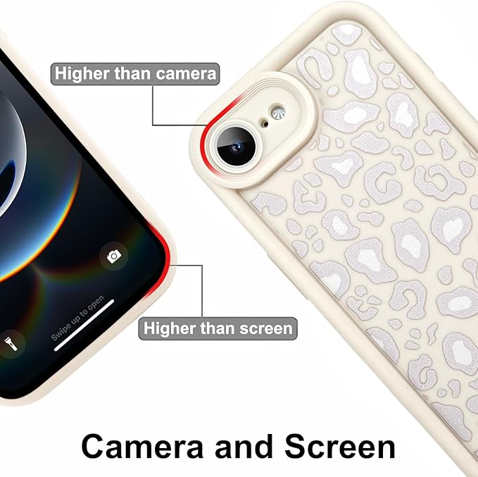 KANGHAR Case for iPhone 16e Leopard Printed Pattern Cute Cheetah Phone Case Soft TPU Shockproof Protective Cover for iPhone 16e 6.1 Inch Beige with Gray Prints