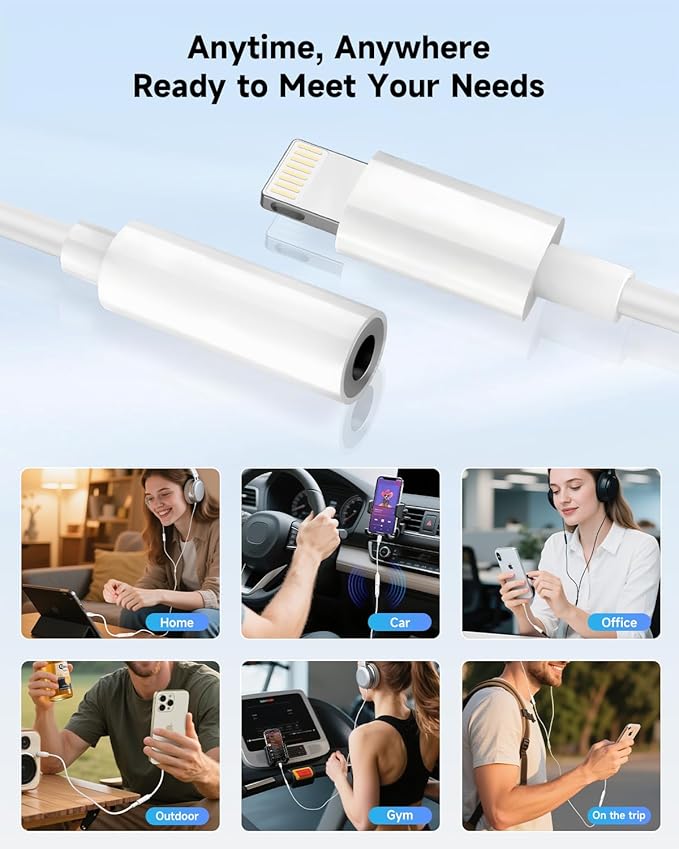 [Apple MFi Certified] 2 Pack Lightning to 3.5 mm Headphone Jack Adapter, iPhone Aux Adapter Converter Dongle Audio Cable Compatible with iPhone 14 13 12 11 X XS 8 7