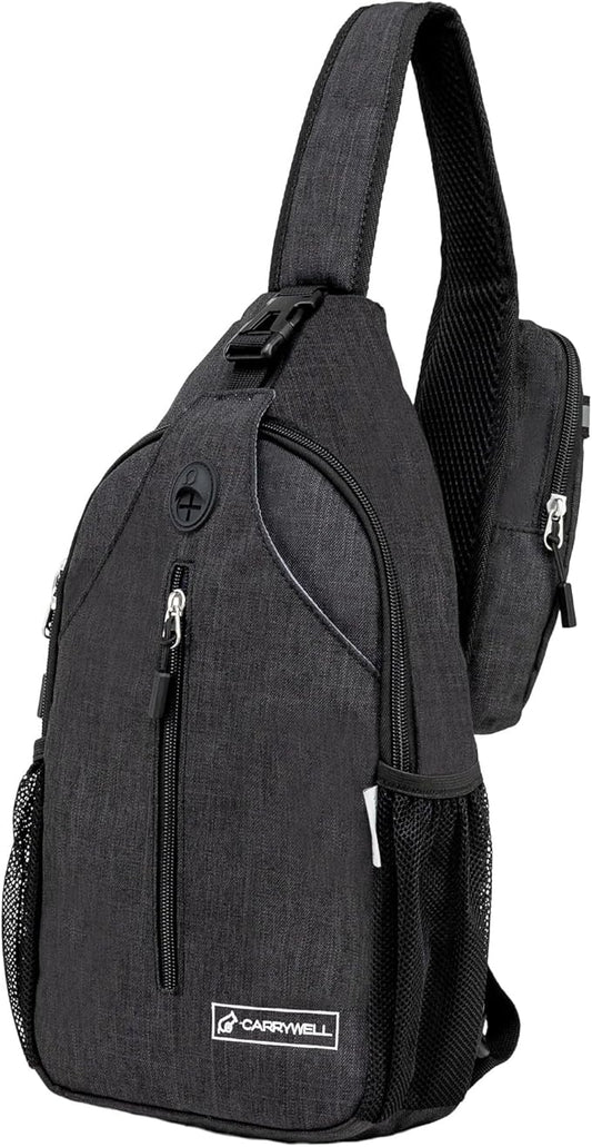 |Not Made In China| Crossbody Sling Backpack, Sling Bag For Travel and Hiking, Anti-Theft Chest Bag