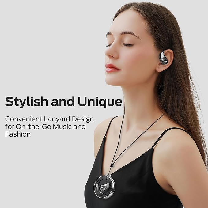 Monster Open Ear Headphones AC330, Wireless Earbuds Bluetooth 5.4 with Clear Talk, Stylish Rotating Case with Lanyard, Type-C Charging, Comfort Fit, 24H Playback, IPX5 Water Resistant, Black