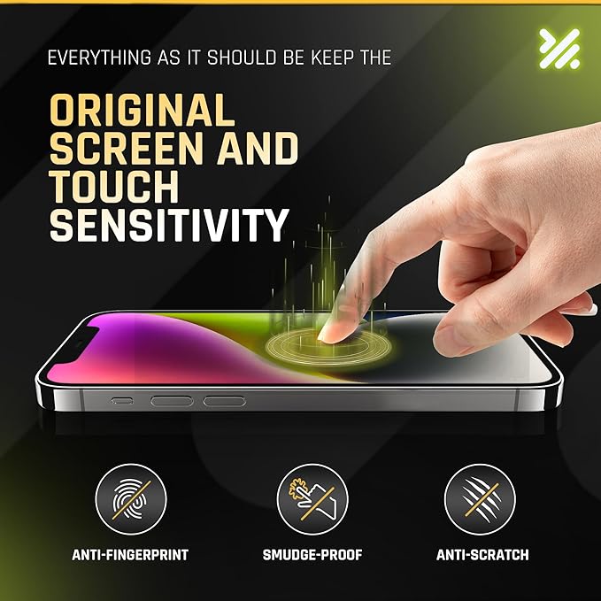 TEMPRTEK+ 2 Pack for iPhone 13 Pro Max/14 Plus Simple Screen Protector Privacy 9H Military Grade Scratch Fingerprint Resistance Anti-Glare Shatterproof Tempered Glass Anti-Spy Easy Installation Bubble Free