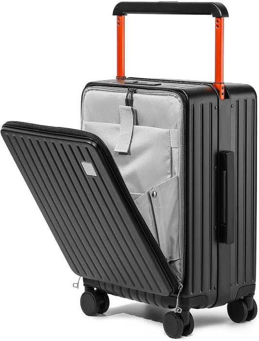 Joyway Hardshell Carry on Luggage with Front Pocket, Lightweight Hardside 20 Inch Suitcase with Spinner Wheels and TSA Lock (Black, Carry on Luggage-20 Inch)