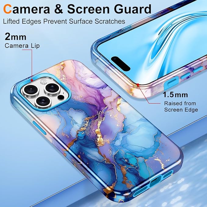 Btscase for iPhone 15 Pro Max Case [Compatible with Magsafe] [Military-Grade Drop Protection] Slim Anti-Scratch Smooth Touch TPU Bumper Shockproof Magnetic Phone Case for Women Girls Men, Blue