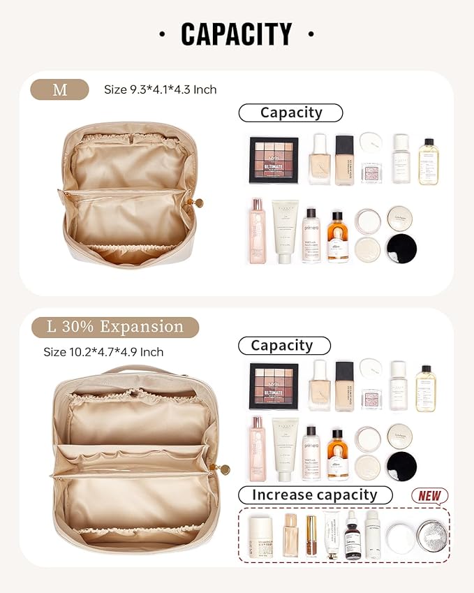 EACHY Travel Makeup Bag,Large Capacity Cosmetic Bags for Women,Waterproof Portable Pouch Open Flat Toiletry Bag Pattern Makeup Bag