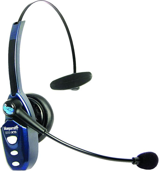 BlueParrott B250-XTS Mono Bluetooth Wireless Headphones 91% Noise Canceling Over Head Trucker Headset with Mic, Lightweight Design with Adjustable Headband, 20 hrs. Talk Time, Blue