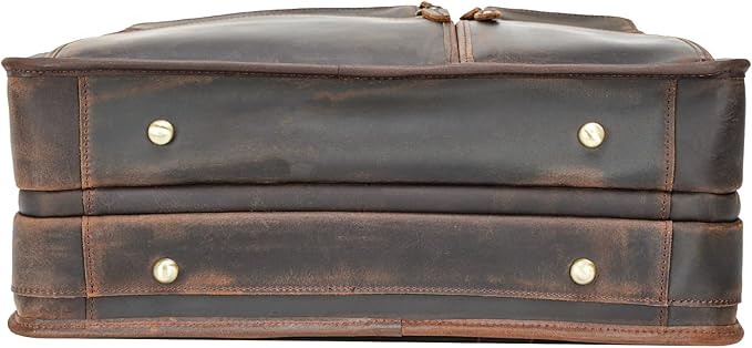 Polare 17'' Full Grain Leather Briefcase Laptop Attache Case Messenger Bag For Men Fits 15.6'' Laptop
