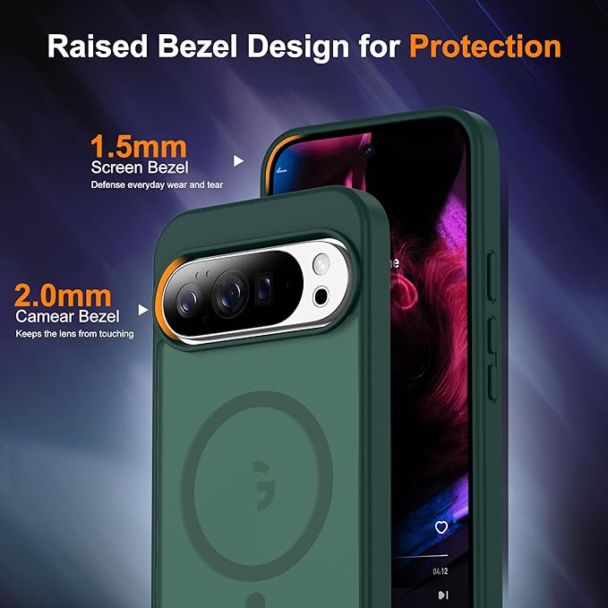 Compatible with Google Pixel 10 Case & Google Pixel 10 Pro Case with Magnetic [Compatible with Mag-Safe] Slim Translucent Matte Phone Cases with Anti-Fingerprint Tech, Green