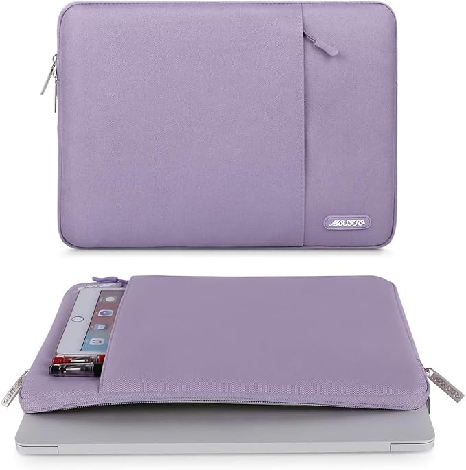 MOSISO Laptop Case 14 inch, 14 inch Laptop Sleeve Compatible with HP Lenovo Dell ASUS Acer, HP Stream, Dell Latitude, Lenovo IdeaPad, Polyester Vertical Computer Sleeve Bag with Pocket, Purple