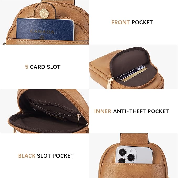 BOSTANTEN Small Sling Bag Crossbody Bags for Women Trendy Crossbody Purse Leather Chest Bag