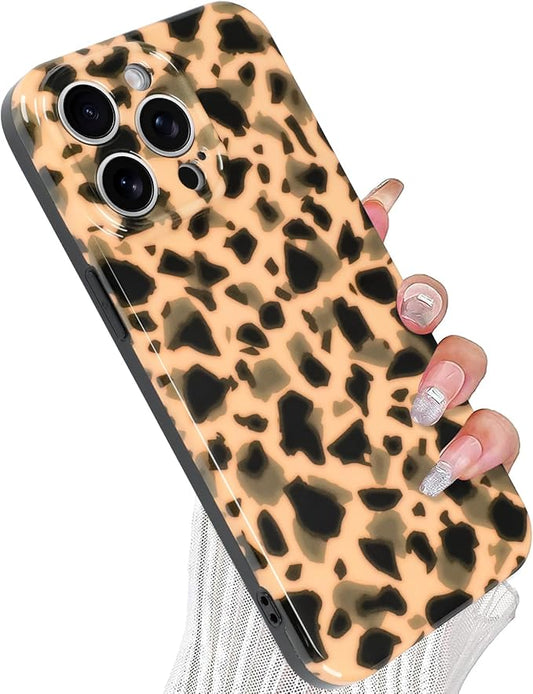 Phone Case for iPhone 15 Pro Max Case White Shell Color Tortoiseshell Print TPU Slim Phone Cover for Women Girls Grily Brown Shockproof Phone Cover for iPhone 15 Pro Max, Tortoise Print