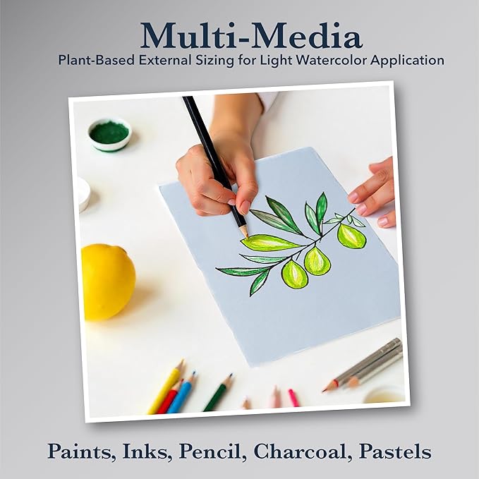 Wanderings A5 Handmade Deckled Edge Cotton Paper - Cold Pressed Texture - Paint, Watercolor, Writing, Printer - Cards, Invitations, Menus, Arts and Crafts. 50 Pack Blue150gsm - 5.8" x 8.3"