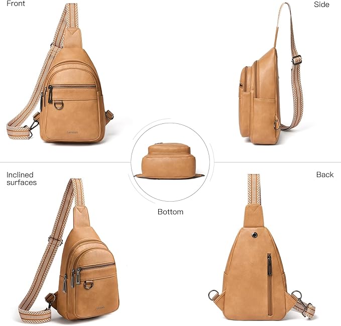 7L Sling Bag for Women Men Vegan Leather Crossbody Bags Fanny Pack Purse Backpack Over Shoulder Bag Travel Anti Theft