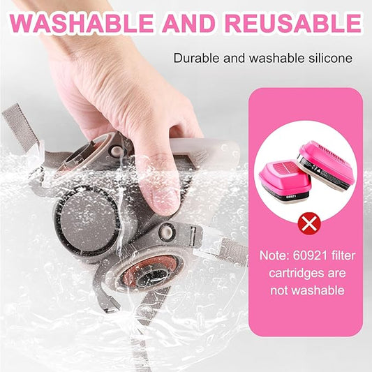 Respirator Mask With 60921 Filters, Half Face Gas Mask, Respirator Mask for Chemicals, Organic Vapors, Paint, Epoxy Resin, Dustproof, Woodworking, Sanding, Welding