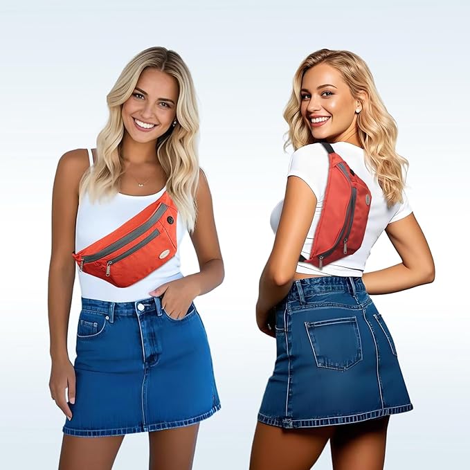 Entchin Fanny Pack for Women Men,Crossbody Belt Bag with 4-Zipper Pockets,Adjustable Waist Bag Pack,One of the Most Popular Travel Essential Gifts for Walking,Traveling,Cycling