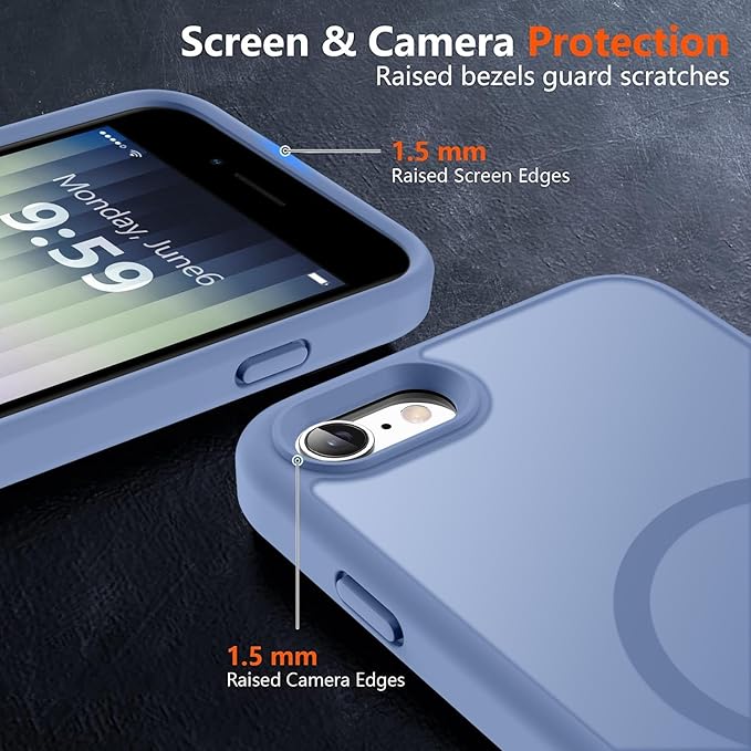 MOCCA Strong Magnetic for iPhone SE Case 2022/iPhone SE 2020 Case/iPhone 7 Case/iPhone 8 Case [Compatible with Magsafe] Slim Thin Translucent Matte Protective Cover Phone Case 4.7'', Blue
