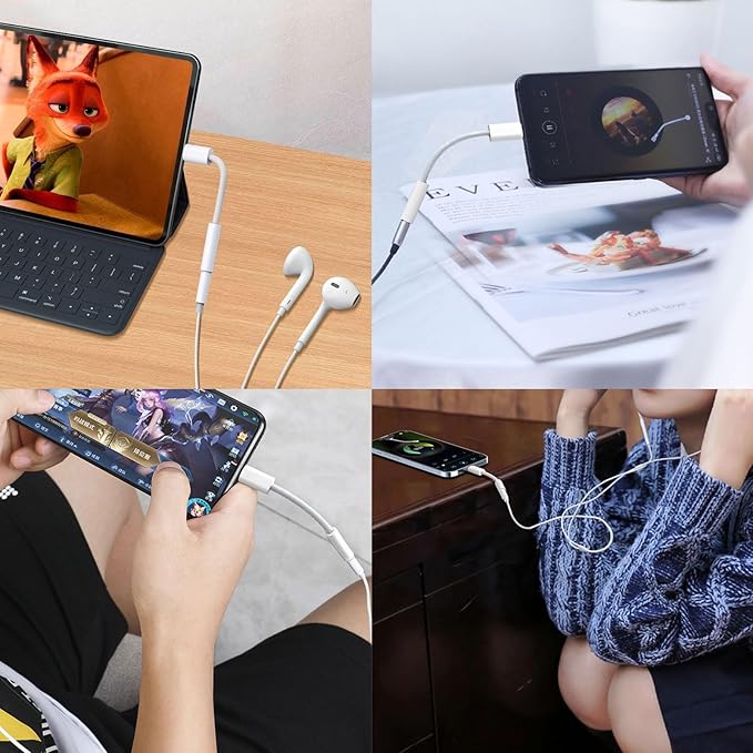 [32Bit/384KHz] USB C to 3.5 mm Headphone Jack Adapter, USB C Headphone Audio Jack Cable Cord Hi-Fi DAC Chip Support Audio Sample Rate, Compatible for iPhone 15, Pixel,iPad, Galaxy S22 S21 Ultra etc