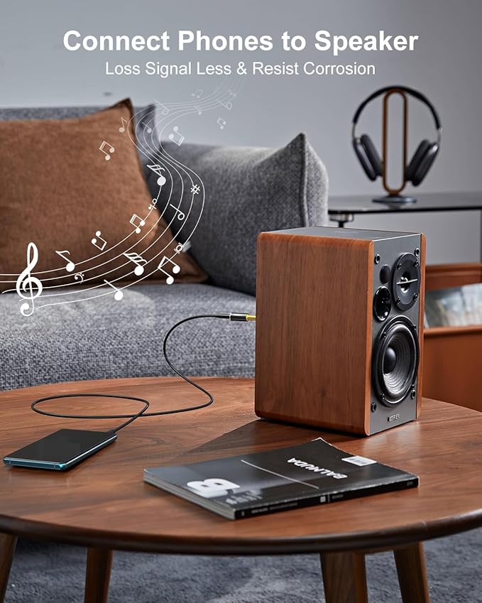 ANDTOBO 1/4 inch Male to 3.5mm Female Stereo Audio Jack Pure Copper Adapter for Headphone, Amp, 2 Pack-Black