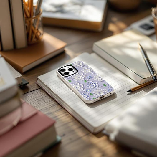 for iPhone 16 Pro Case, Elegant Floral Pattern with Pastel Flowers, Military-Grade Drop Protection, Cute Soft Slim TPU Protective Cover with Camera Protection for Women & Girls