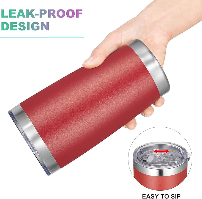 VEGOND 20oz Tumbler with Lid and Straw Stainless Steel Tumbler Cup Vacuum Insulated Double Wall Travel Coffee Mug Powder Coated Coffee Cup(Powder Red 1 Pack)