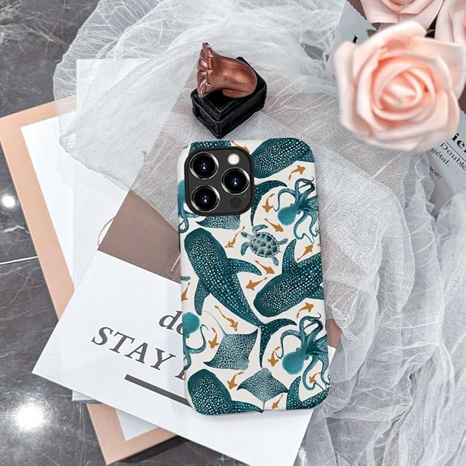 DAIZAG Case Compatible with for iPhone 16 Pro Max,Octopus Turtle Manta Ray Whale Phone Case for iPhone 16 Pro Max for Girl Women Boy Men