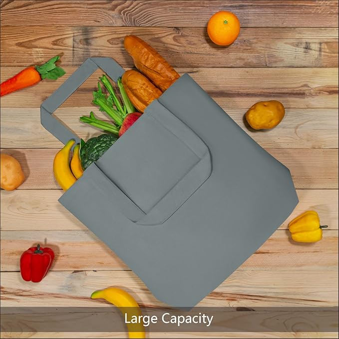 TOPDesign 1-Pack Super Strong Large 12oz Cotton Canvas Tote Bag, Reusable Grocery Shopping Cloth Bag, Fashionable Two-Tone Tote for Crafts, DIY Your Creative Designs