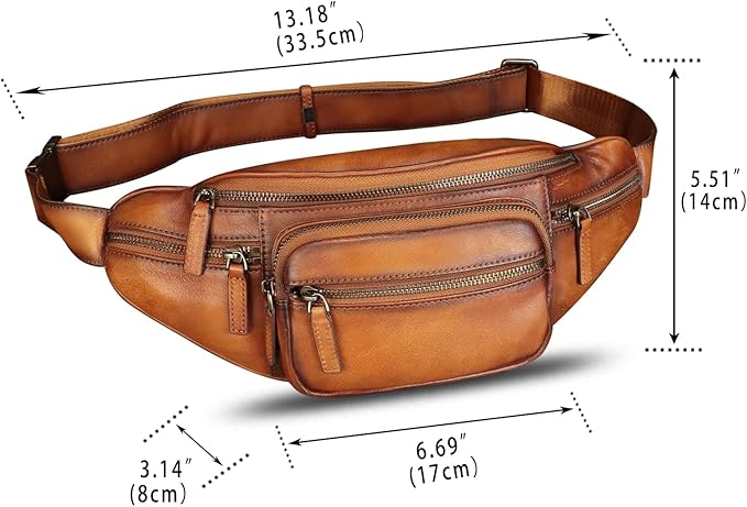 Genuine Leather Fanny Pack for Women and Men Vintage Handmade Leather Waist Bag Sling Bag Backpack Purse Crossbody Bags (Brown)
