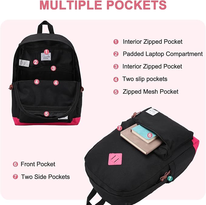 Backpack for Men Women,VASCHY Classic Water-resistant Lightweight Travel School Backpack Casual Daypack
