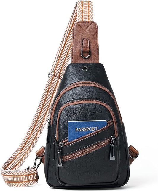 Sling Bag for Women Crossbody Purse Leather Crossbody Bag Fanny Pack Chest Pack for Travel Everyday Vacation