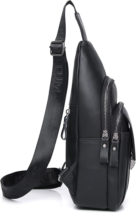LUKZIJAES Genuine Leather Sling Bag for Men