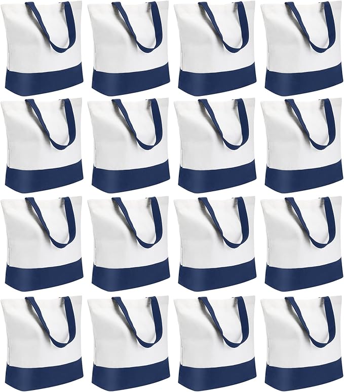 Reginary 16 Pack Canvas Tote Bags Set - Large Cotton Tote with Handle for Women's Kitchen & Grocery Use - DIY Gift