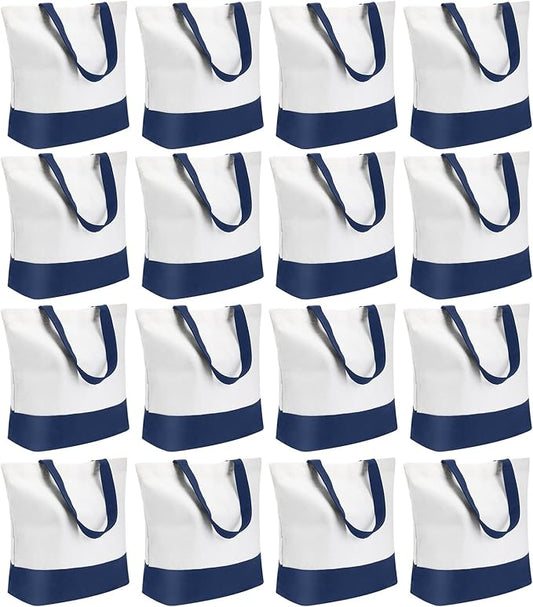 Reginary 16 Pack Canvas Tote Bags Set - Large Cotton Tote with Handle for Women's Kitchen & Grocery Use - DIY Gift