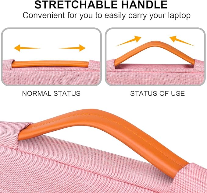 Lacdo 360° Protective Laptop Sleeve Case for 14 inch New MacBook Pro M4/M3/M2/M1 Chips Pro Max A3112 A3401 A3185 A2918 A2992 A2779 2024-2021 | 13.8" Surface Laptop 7th Copilot+PC Computer Bag, Peach