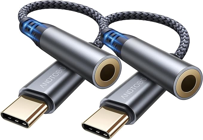 USB Type C to 3.5mm Female Headphone Jack Adapter,【2 Pack】Aux to USB C Audio Dongle Cable Cord for iPhone 17 Pro Max, iPhone 17 Air, iPhone 16 15 Pro Max Plus, iPad Pro, MacBook,Galaxy S24 S23 S22 S21