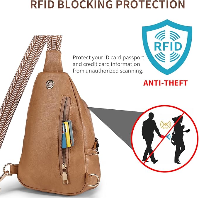 Crossbody Bags for Women Anti Theft Small Sling Handbag with Zipper Lock Vegan Leather RFID Blocking Chest Pure