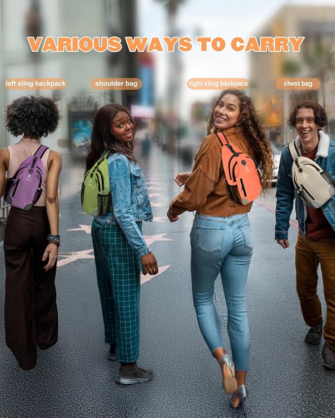 Sling Bag for Women, Crossbody Bag for Men, Cross Body Hiking Backpack, Travel Daypack, Chest Pack with Chest Phone Holder